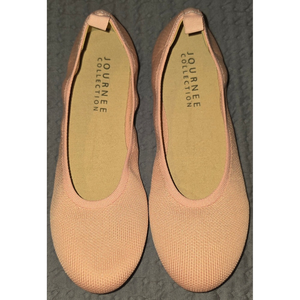 Journee Collection Pink Jersie Knit Ballet Flats Round Toe Size 7.5